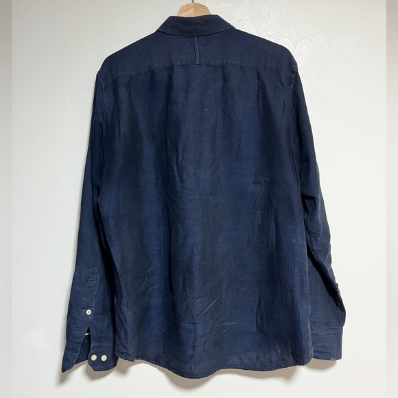 Banana Republic Navy Linen Cotton Long Sleeve Shirt M - Picture 4 of 10